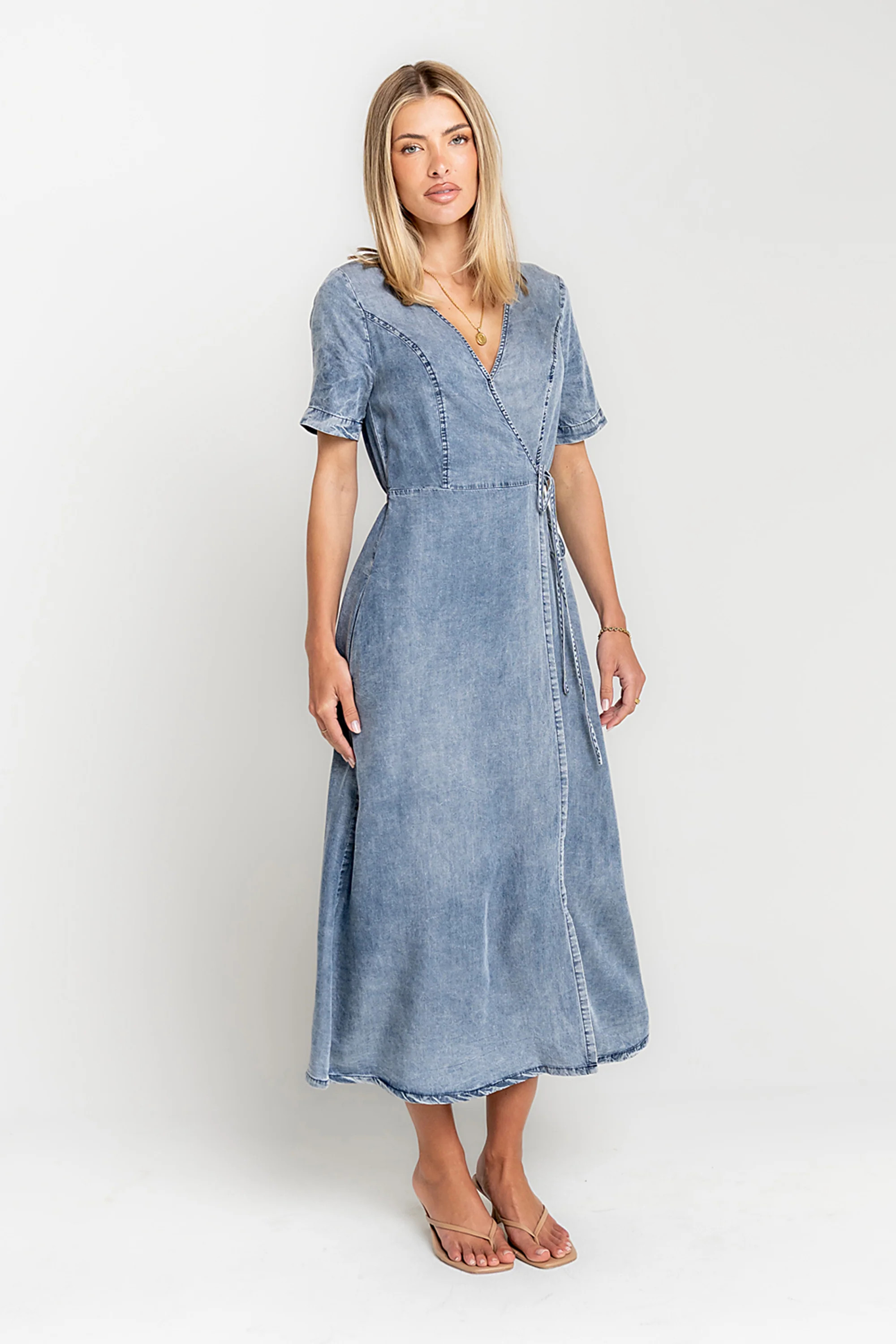 Tatum Denim Wrap Midi Dress | Böhme US