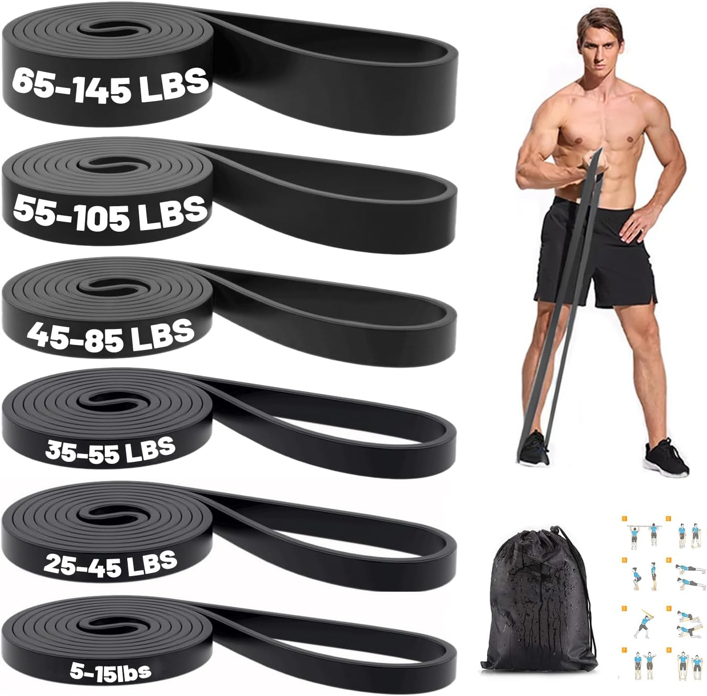 Resistance Bands, Pull Up Bands, Exercise Workout Bands for Working Out, Pull Up Assistance Bands... | Amazon (US)
