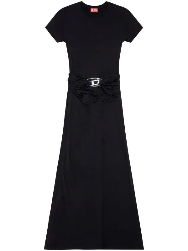 Diesel D-Rowy logo-plaque Draped Midi Dress - Farfetch | Farfetch Global