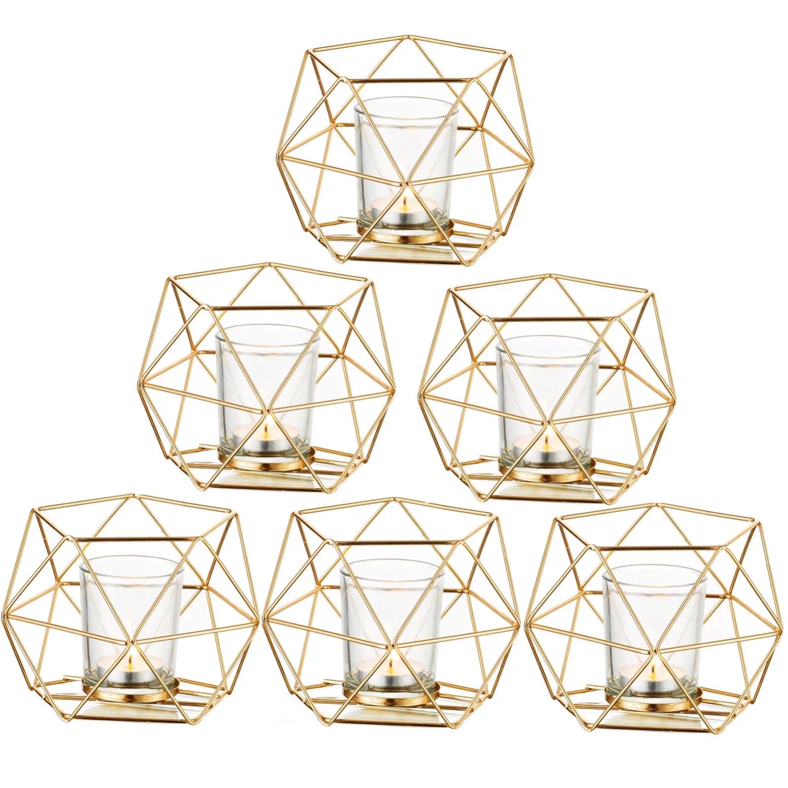 Sziqiqi Geometric Votive Candle Holder Gold Tealight Candle Stand for Living Room Mantle Wedding ... | Walmart (US)