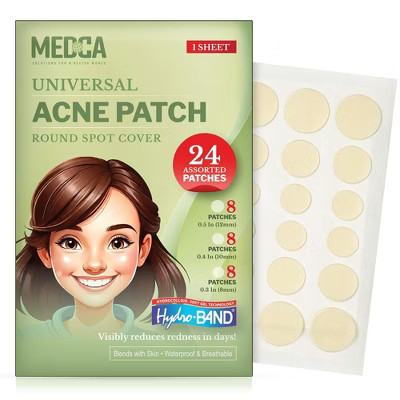 MEDca Hydrocolloid Acne Patches for Face – 24-Count Pimple Spot Bandages in 3 Sizes for Acne, Zits & Blackheads | Target