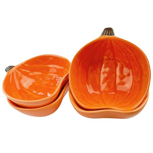 Pumpkin Ramekins Small Ceramic Pumpkins Bowls for Baking 6 Oz Oven Safe Mini Pumpkin Dish for Serving Dip and Sauce, 4pcs | Amazon (US)