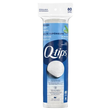 Q-tips Premium 100% Cotton Rounds, Lint-Free Makeup Remover, Cleaning and Skin Care Pads, 80 Count | Walmart (US)