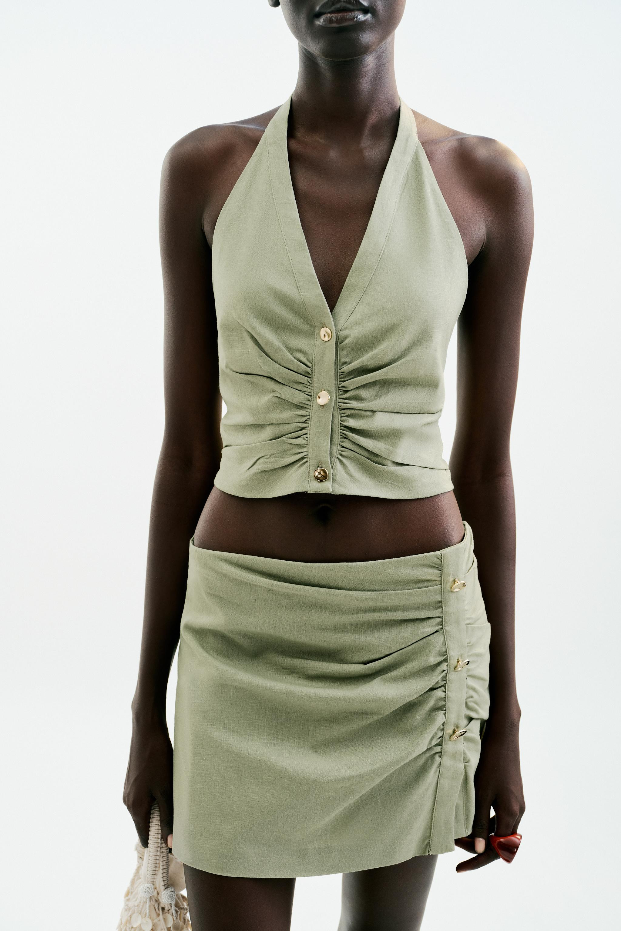 LINEN BLEND HALTER TOP | Zara UK