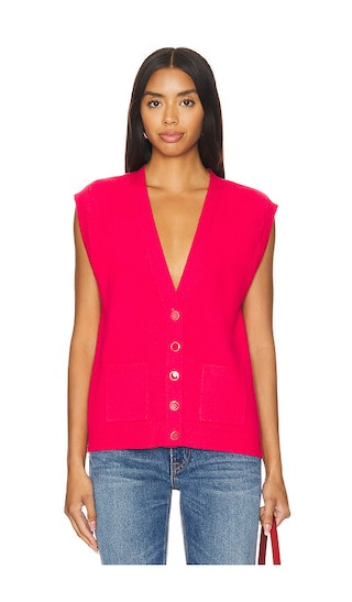 Jessica Button Front Vest in Cherry Red | Revolve Clothing (Global)