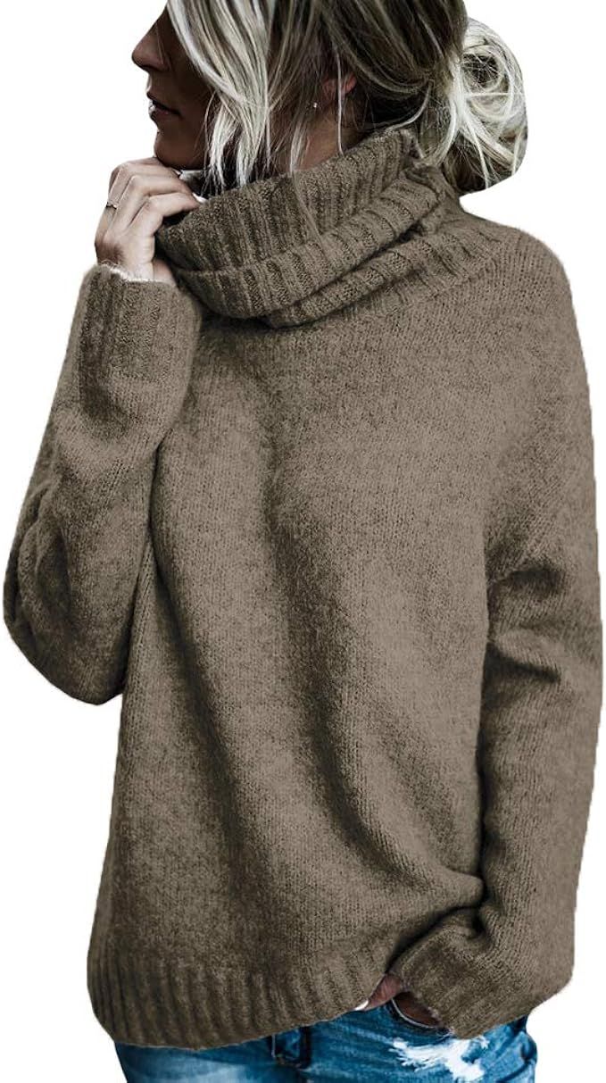 Beautife Womens Sweaters Casual Turtleneck Long Sleeve Soft Knitted Sweater Pullover | Amazon (US)