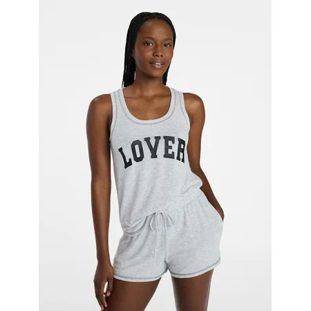 Joyspun Women's Cozy Lounge Collection Hacci Knit Tank Top and Shorts Pajama Set, 2-Piece, Sizes XS-3X | Walmart (US)