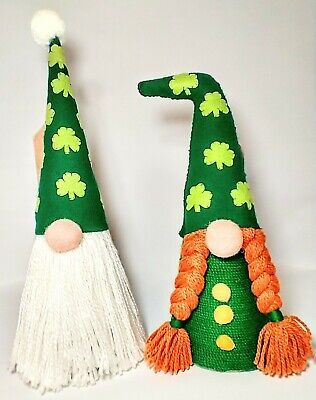 *SALE!*St Patrick's Day Irish Gnome Couple 11"/14" tall clover felt/ twine decor | eBay AU