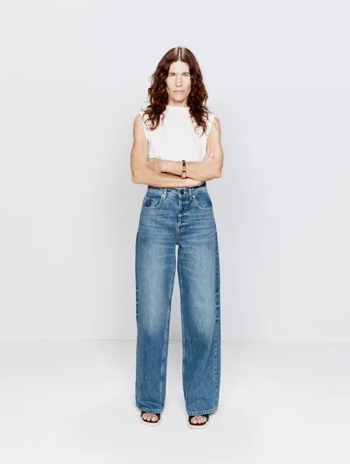 Raey - 90s Organic Cotton High-waisted Wide-leg Jeans - Womens - Dark Blue | Matches (UK)