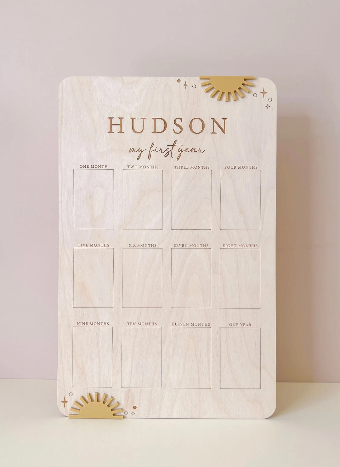 My First Year Photo Board | Boho Sun Retro | Baby Boy One Year Of Photo Poster | 1st Birthday Woo... | Etsy (US)