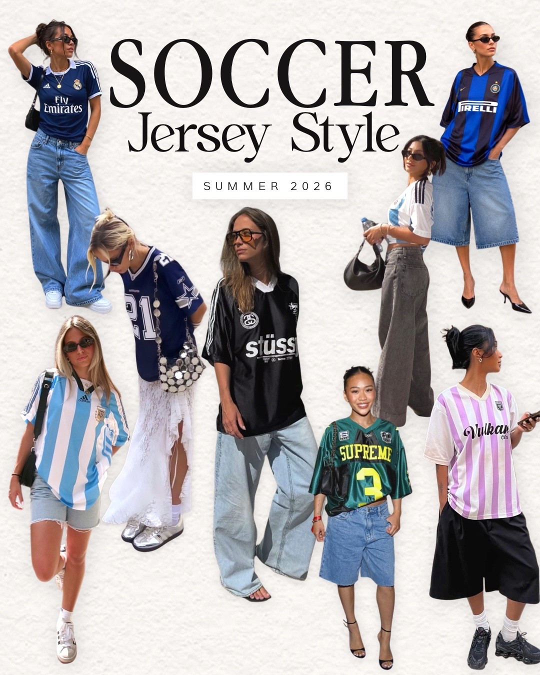 Serving one of Summer 2026’s biggest fashion trends: soccer jerseys styled for real life. ⚽️✨

Whether you’re heading to brunch, running errands, traveling, or catching a game, an oversized soccer jersey is one of the easiest statement pieces to style this season. Pair it with wide-leg jeans, jorts, Bermuda shorts, a maxi skirt, or even heels for an effortlessly cool look.

I’ve rounded up my favorite soccer jerseys and outfit inspiration, all linked here for easy shopping.

✨ Save this for outfit inspiration.
🤍 Follow for wearable fashion trends, styling ideas, and curated finds for women 35+.

#SoccerJersey #SoccerJerseyStyle #SoccerOutfits #SportsStyle #SummerFashion2026 #LTKStyle #LTKFashion #OutfitInspiration #WideLegJeans #Jorts #BermudaShorts #CasualStyle #EverydayStyle #FashionOver40 #MillennialStyle #WearableFashion #StreetStyle #TrendingNow #SummerOutfits #HausOfFallon

#LTKootd #LTKSeasonal #LTKmomlife