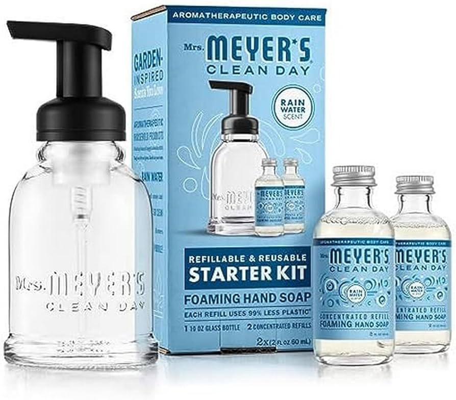 MRS. MEYER'S CLEAN DAY Foaming Hand Soap Dispenser & Concentrate Starter Kit,1 Glass Dispenser (1... | Amazon (US)