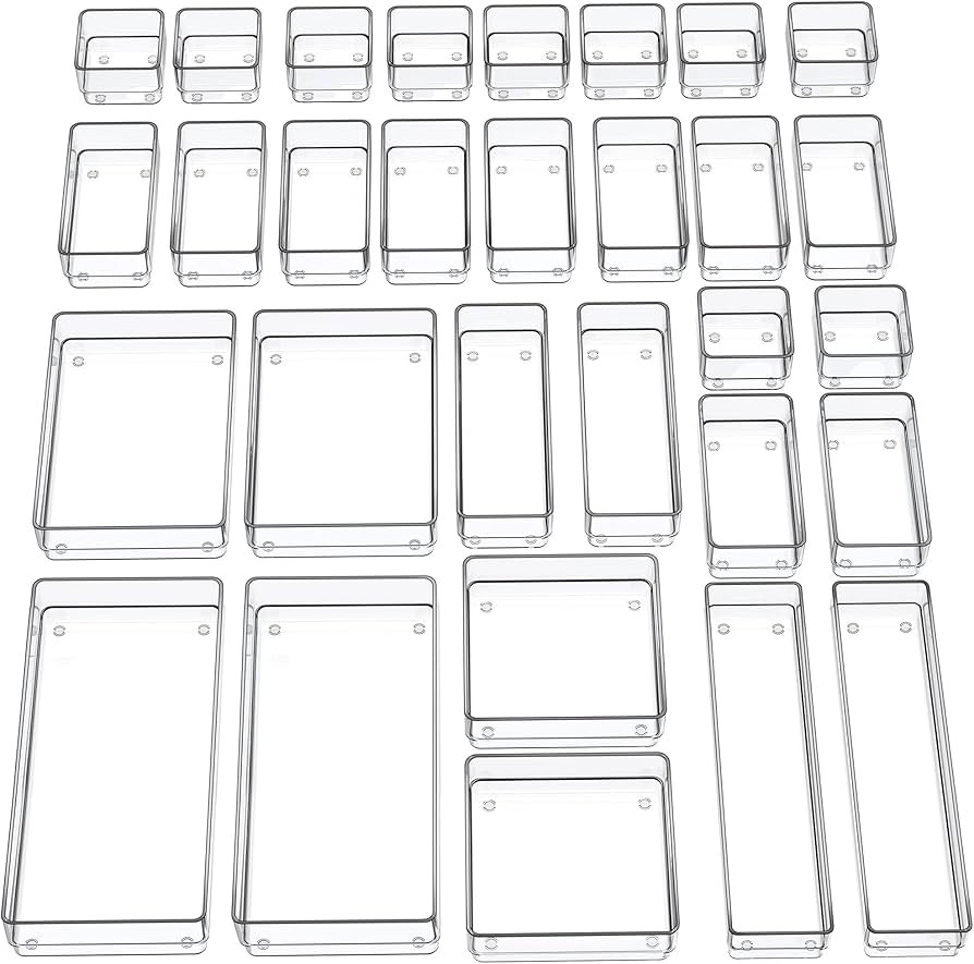 SMARTAKE 30-Piece Drawer Organizer with Non-Slip Silicone Pads, 7-Size Desk Drawer Organizer Tray... | Amazon (US)