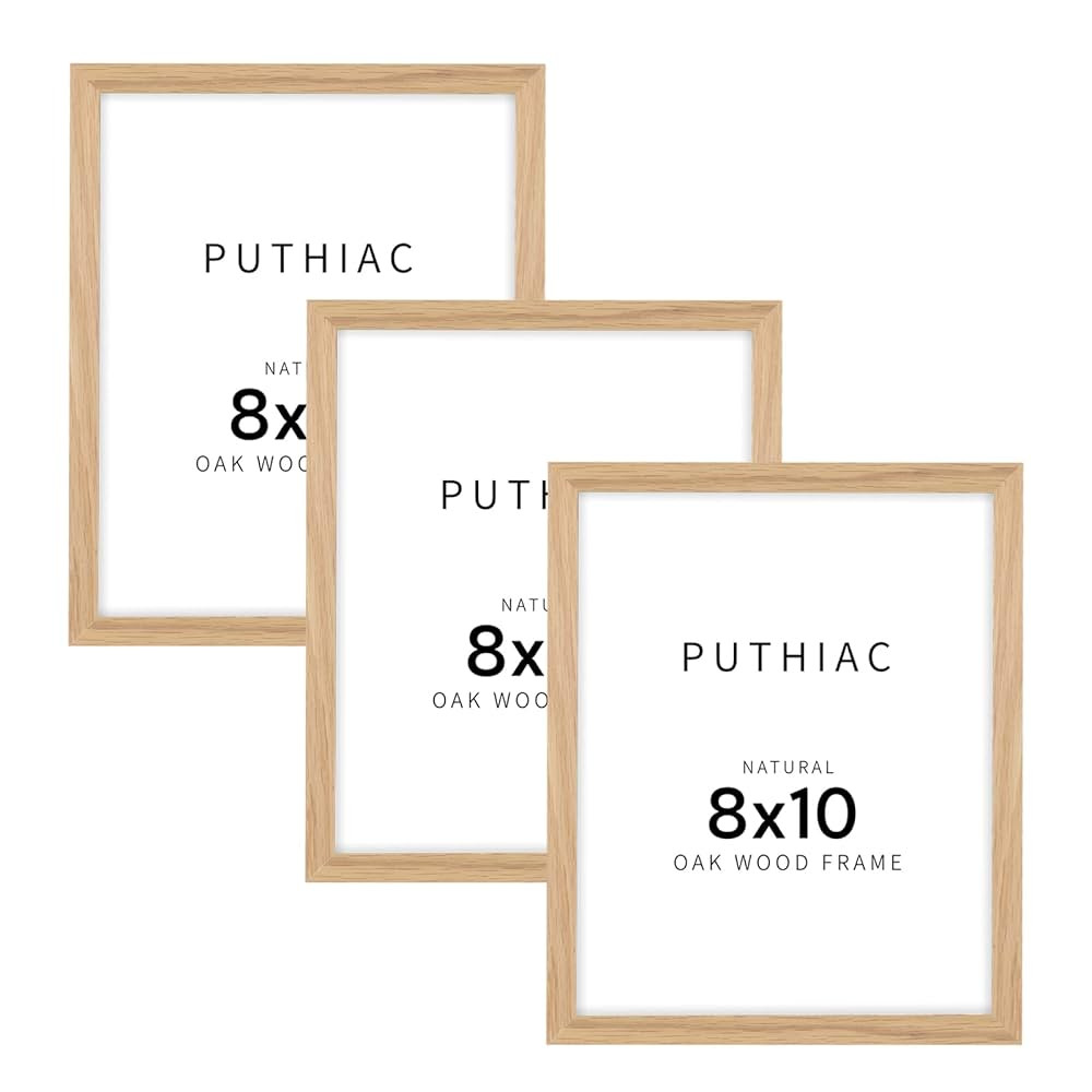puthiac 8x10 Oak Wood Picture Frame -8x10 Frame Wood, 8"x10" Natural Solid Wood Poster Frames for... | Amazon (US)