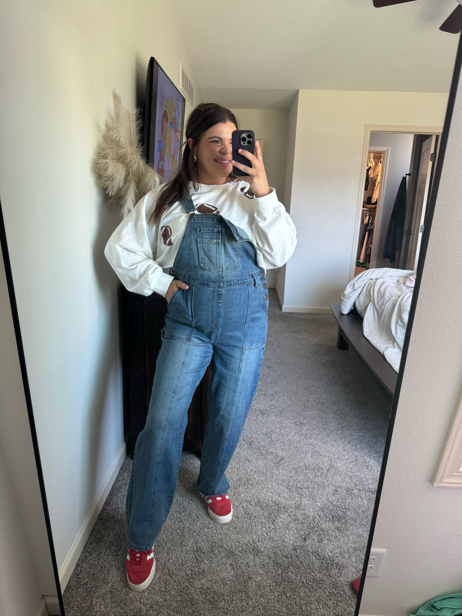 Football game outfit // tailgate outfit for those chillier fall games!!

Overalls, midsize, football sweatshirt, chiefs sweatshirt, Iowa state shirt. Adidas gazelle bike  

#LTKStyleTip #LTKMidsize #LTKFindsUnder50