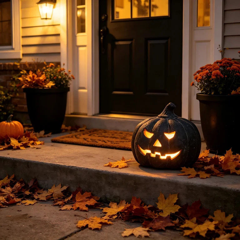 Halloween Decor - Fall Decorations for Home - 7.87"H Black Handmade Resin Jack O Lantern Pumpkin ... | Walmart (US)