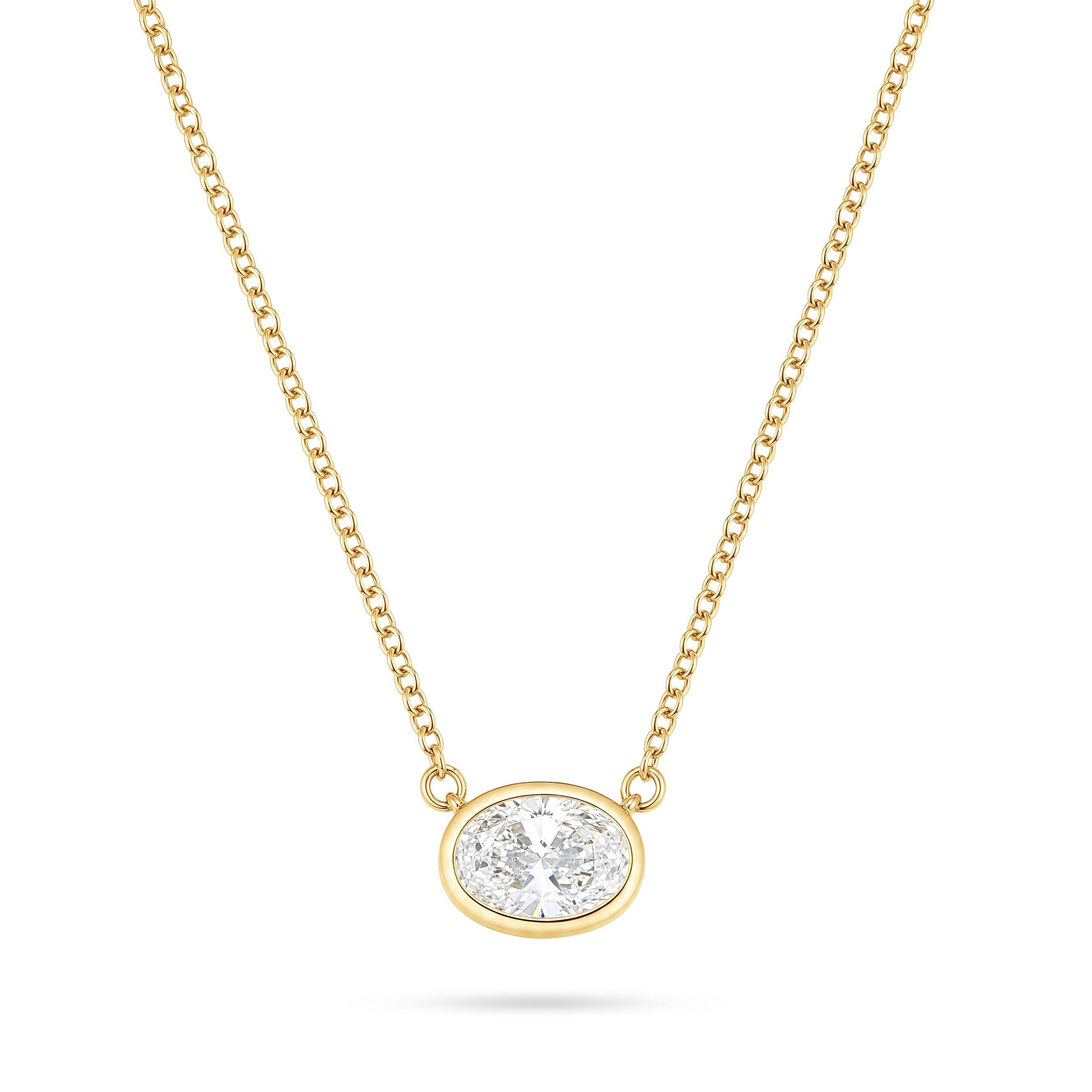 9ct Yellow Gold Oval Shaped Lab Grown Diamond Necklace | Beaverbrooks