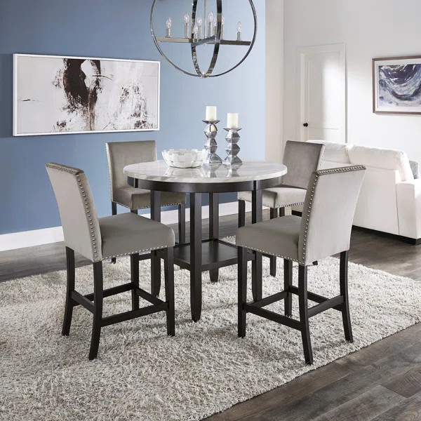 Banford 5 - Piece Faux Marble Top Dining Set | Wayfair North America