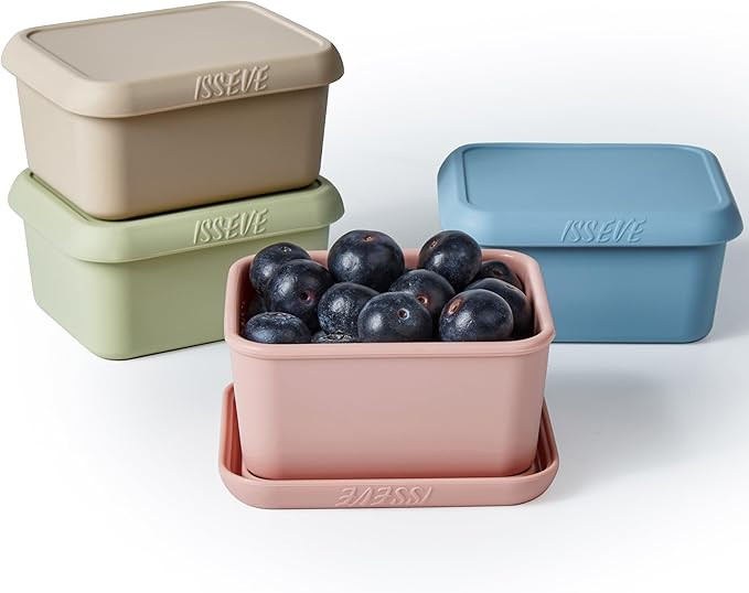 ISSEVE 8oz Silicone Snack Containers for Kids, 1 Cup Reusable Small Containers with Lids, Leak Pr... | Amazon (US)
