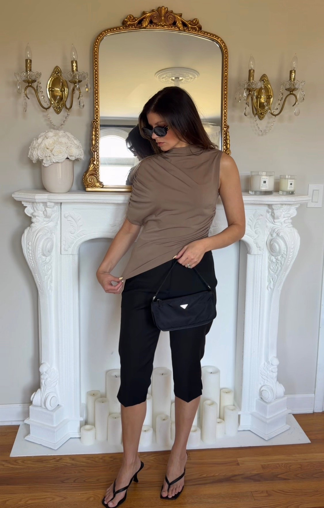 I’m wearing my true size 6, and these black Capri pants, asymmetrical top, black, sunglasses, kitten, heels, outfit idea, spring, summer, Parisian style, classic, chic, work outfit.

#LTKootd #LTKOver40 #LTKSaleAlert
