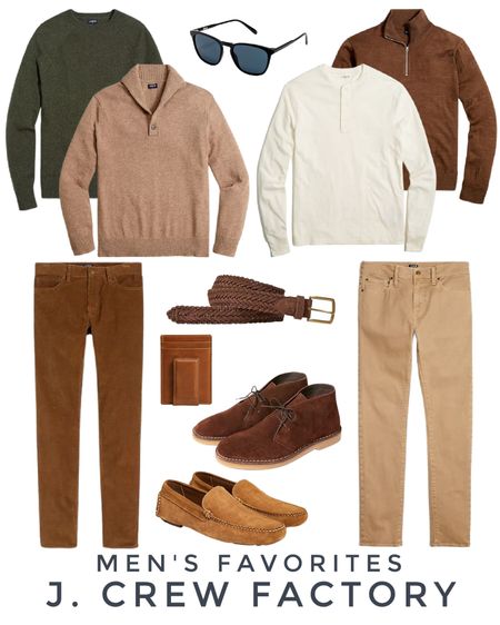 Here are some of my favorite men’s winter outfit ideas from J Crew Factory! Plus, everything is currently up to 50% OFF! Options include great looking men’s sweaters, a henley shirt, corduroy pants, khaki-colored pants, suede boots and suede driving shoes. Accessories include a woven belt, leather money clip and sunglasses. 

men’s fashion ideas, j. Crew gifts for him, jcrew men’s gift ideas, j crew mens, men’s winter fashion, guys winter clothes, men’s sweaters, mens boots, mens business casual, mens clothing, mens Christmas gifts, mens dress shirt, mens dress shoes, mens gifts, mens gift guide, mens jeans, mens jackets, mens loafers, mens outfit mens pants, mens shoes, mens tennis shoes, mens vest, mens wallet   #ltkholiday #ltkfit #ltkmens #ltksalealert #ltkshoecrush #ltkworkwear #ltkseasonal 

#LTKhome #LTKstyletip #LTKFind #LTKsalealert #LTKunder100 #LTKmens