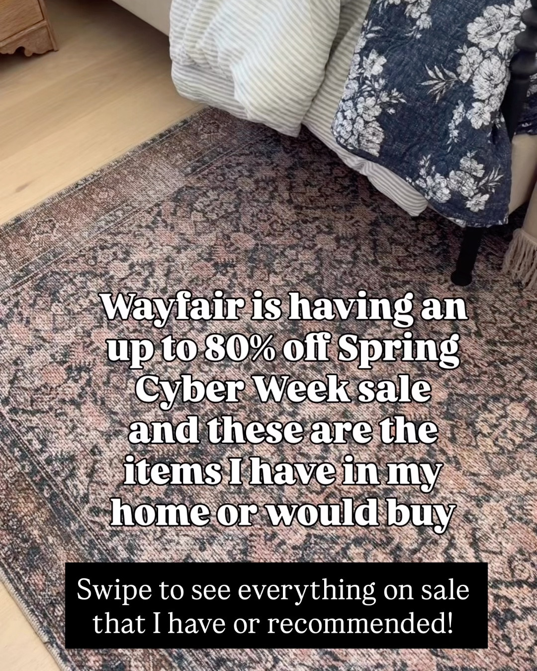 I don’t believe the prices of these rugs! Wayfair is having a massive Spring Cyber Week sale with so many items up to 80% off free shipping site wide! I bought these rugs when we moved into our new home and I could not love all of them more. I actually went through a lot of rugs before I landed on these and these were the most stunning and gorgeous ones I found!  

Primary bedroom - Billie rug
Living room - Morgan rug 
Outdoor space - Topanga rug 

Also sharing a few other items that I just could not believe the prices. If I didn’t already have a living room couch, I would buy the sectional based off the reviews alone. ￼

@Wayfair #WayfairPartner #ad #Wayfair

#LTKHome #LTKOver40 #LTKSaleAlert