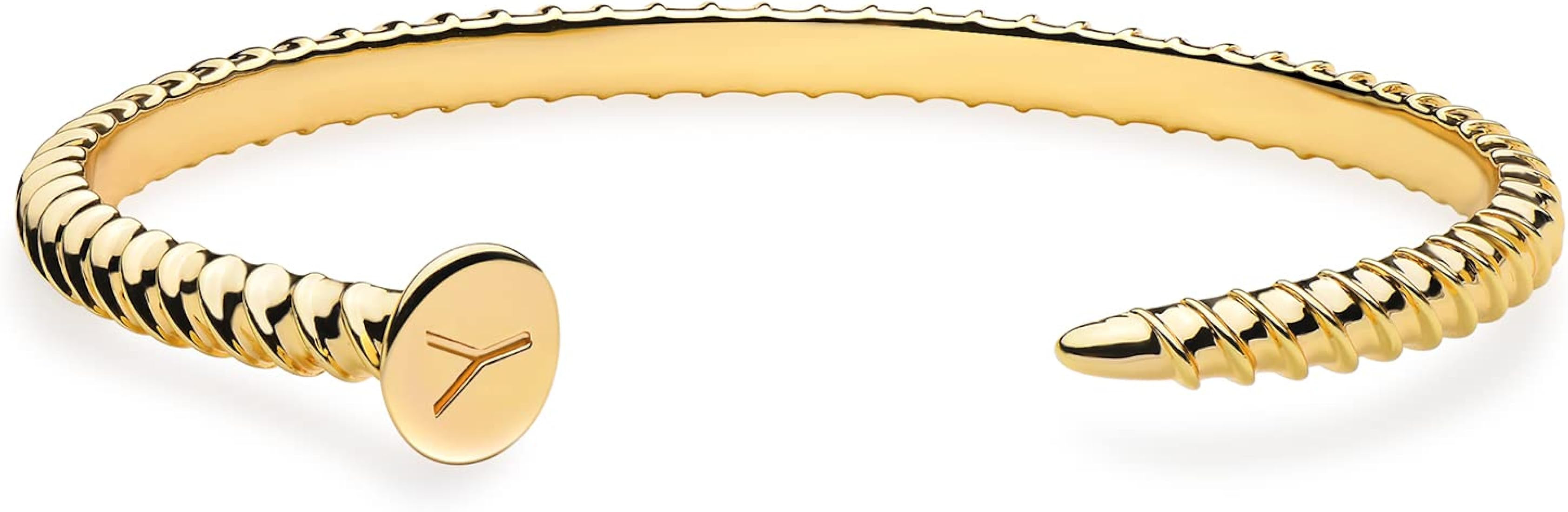 MEVECCO Gold Initial Nail Cuff Bracelets 18K Gold Plated Handmade Cute Cuff Bangle Dainty Letters... | Amazon (US)