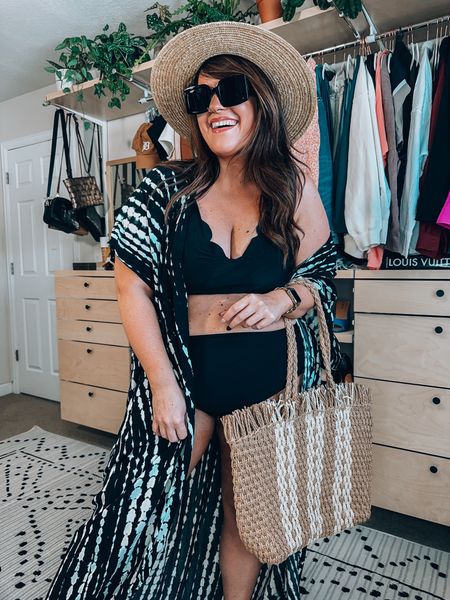 Travel Midsize resort wear! Beach vacation outfits - size 14 38dd - wearing an xl in this two piece bikini from Amazon - coverup is also amazon - beach bag code: 20TARYN -sunglasses amazon - beach hat amazon - pool day outfit- vacation 

#LTKunder50 #LTKcurves #LTKswim