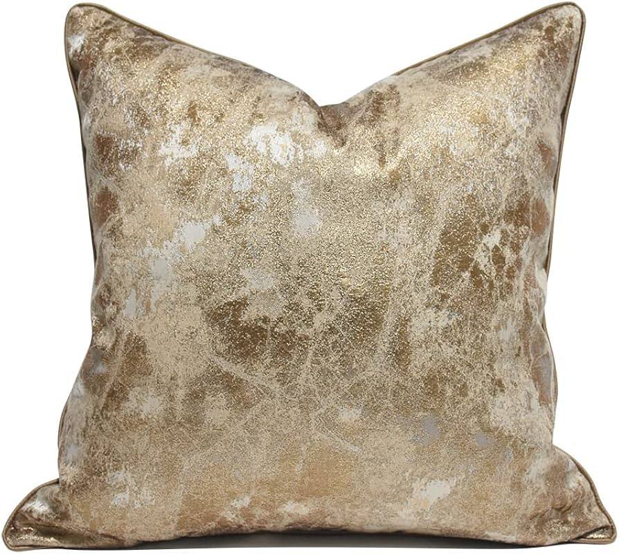 THE-TINOART Throw Pillow Covers Metallic Gold Shinny Textured Decorative Throw Pillow Covers Squa... | Amazon (US)