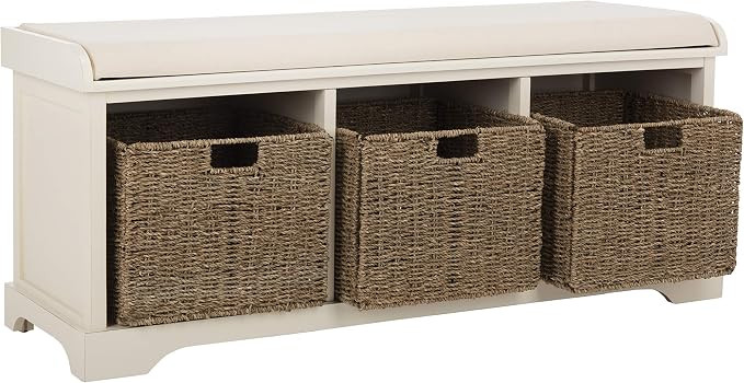 SAFAVIEH Furniture - Lonan Storage Bench - Vintage White - Solid Wood - Farmhouse Lift-Top Design... | Amazon (US)