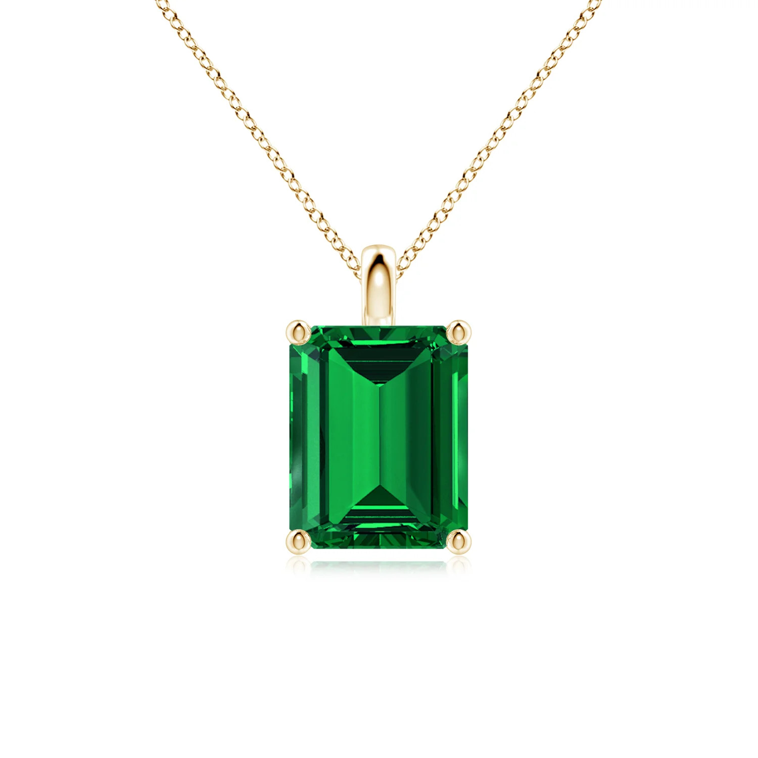 Lab-Grown Solitaire Emerald-Cut Emerald Classic Pendant | Angara Inc.
