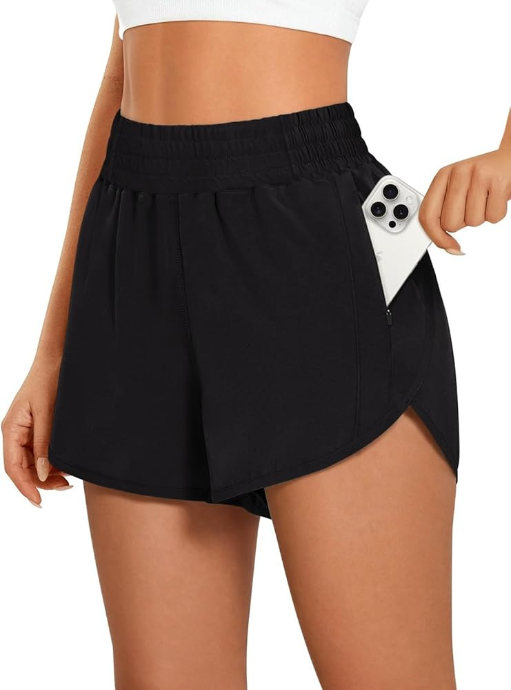 Adreamly Athletic Shorts for Women,High Waisted Running Shorts Lined Workout Shorts with Zipper P... | Amazon (US)