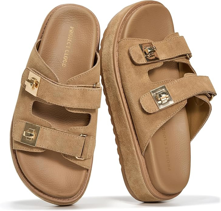 Project Cloud Platform Sandals Women - Memory Foam Insole Slides Women with Adjustable Buckle - N... | Amazon (US)