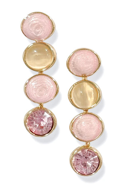 Lovely Light Pink Oval Stone Dangle Earrings | The Willow Tree