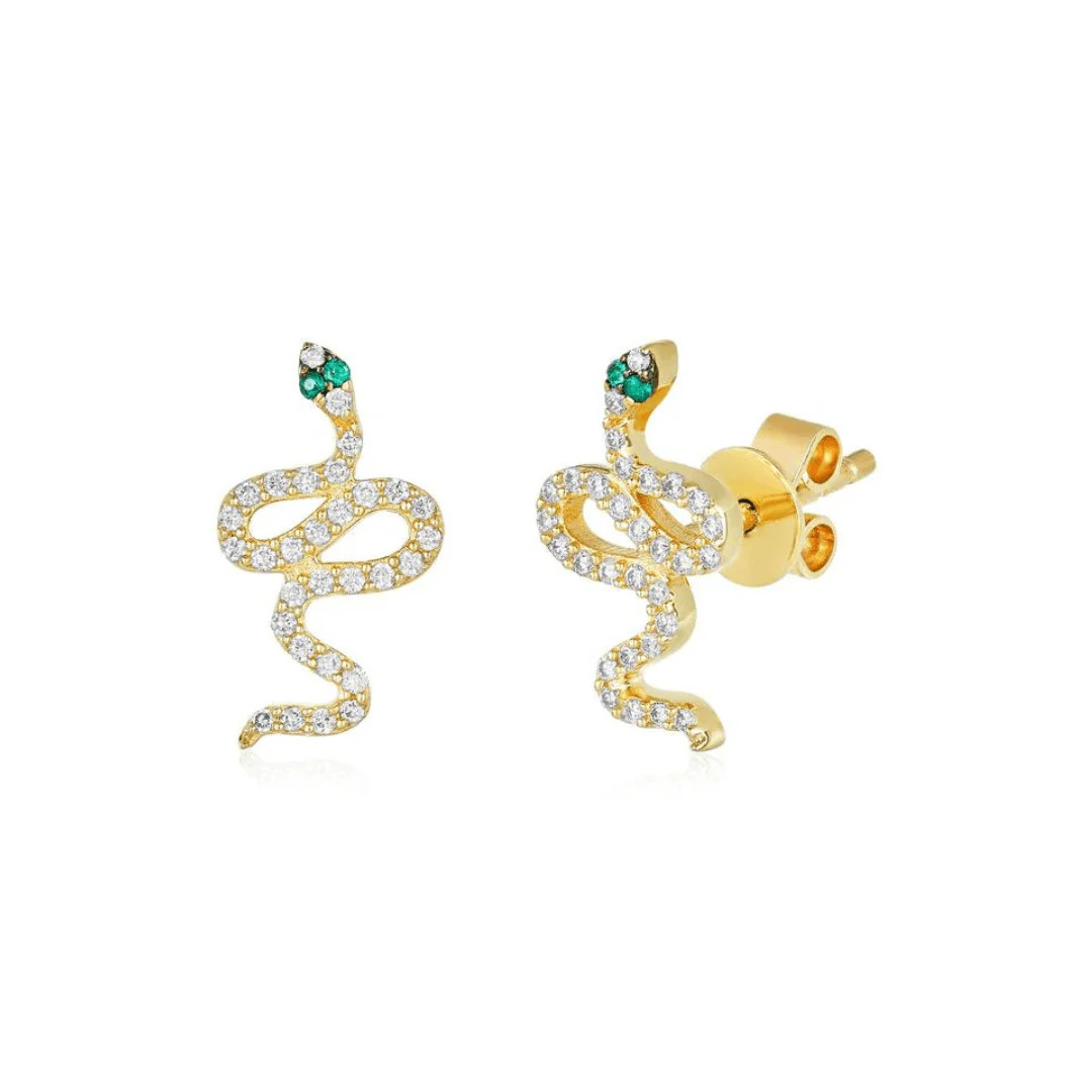 Pave Slithering Snake Stud | LINDSEY LEIGH JEWELRY