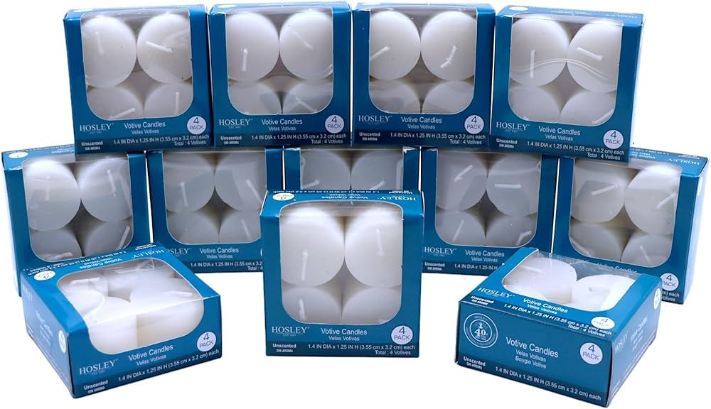 Hosley Set of 48 Unscented White Hand Poured Votive Candles Ideal for Weddings Birthdays Holidays... | Amazon (US)