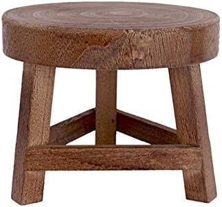 LVOERTUIG Wooden Mini Stool Display Stand, Decorative Round Wood Pedestal Stool Plant Pot Riser, ... | Amazon (US)