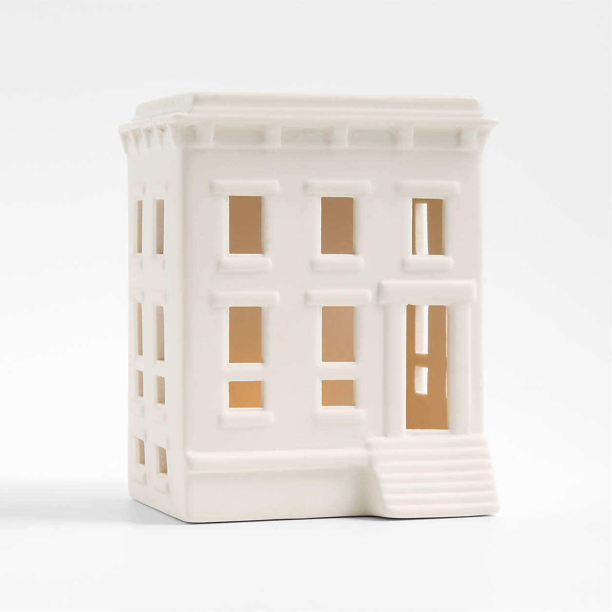White Ceramic Holiday Federal Brownstone + Reviews | Crate & Barrel | Crate & Barrel
