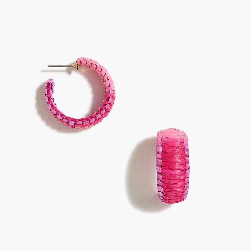 Raffia wrapped hoop earrings | J.Crew Factory