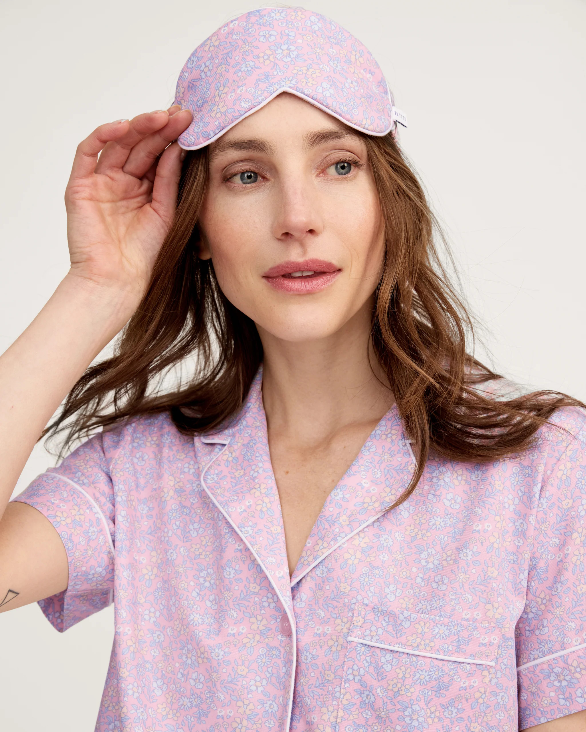 Adult's Twill Sleep Mask in Fleur Blush | Petite Plume