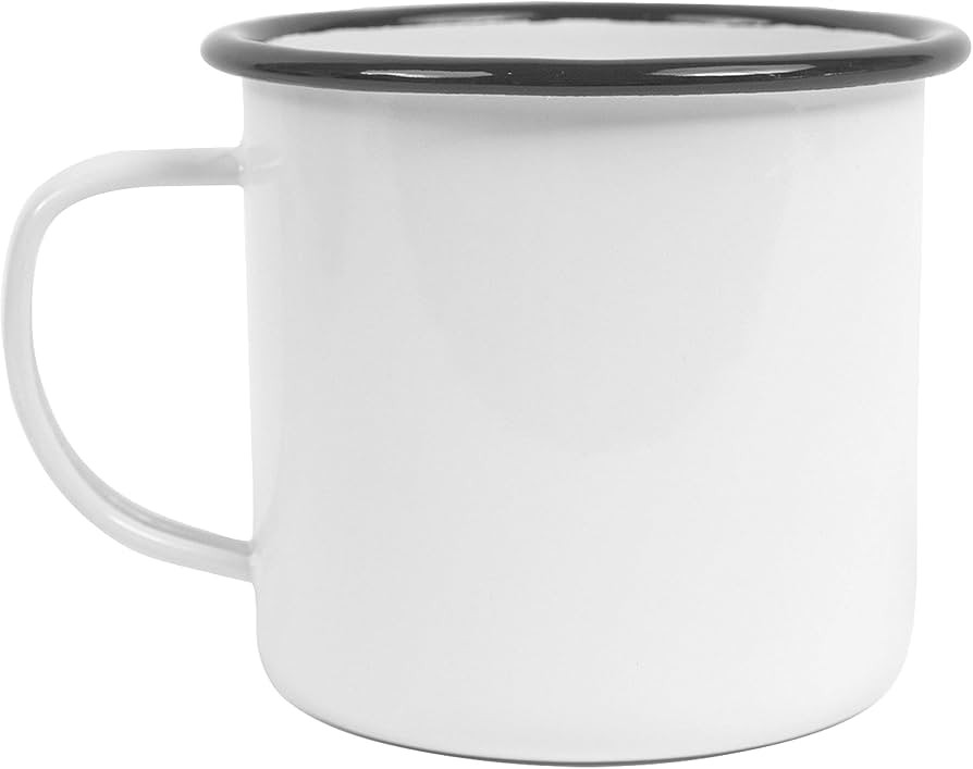 Crow Canyon Home Enamelware Mug, 16 ounce, Vintage White/Black (Set of 4) | Amazon (US)