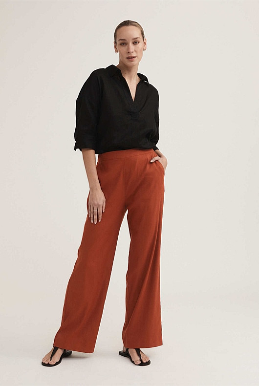 Stretch Linen Blend Straight Leg Pant | Witchery
