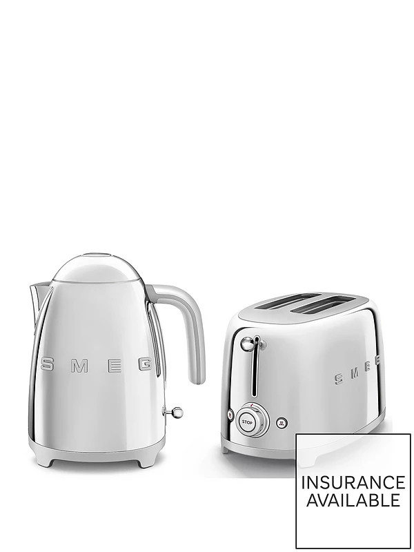Smeg EEJB116 50s Retro Style Kettle and 2-Slice Toaster - Stainless Steel | Very (UK)