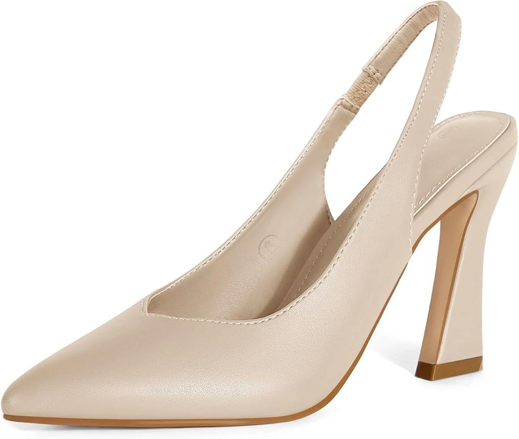 gihubafuil Womens Slingback Kitten Heels Closed Pointed Toe Wedding Party Dress Pumps Shoes | Amazon (US)
