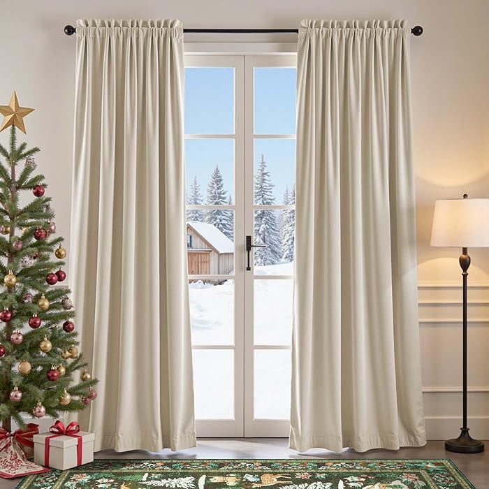 Lazzzy Velvet Blackout Curtains Thermal Insulated Room Window Drapes Super Soft Luxury Curtains f... | Amazon (US)