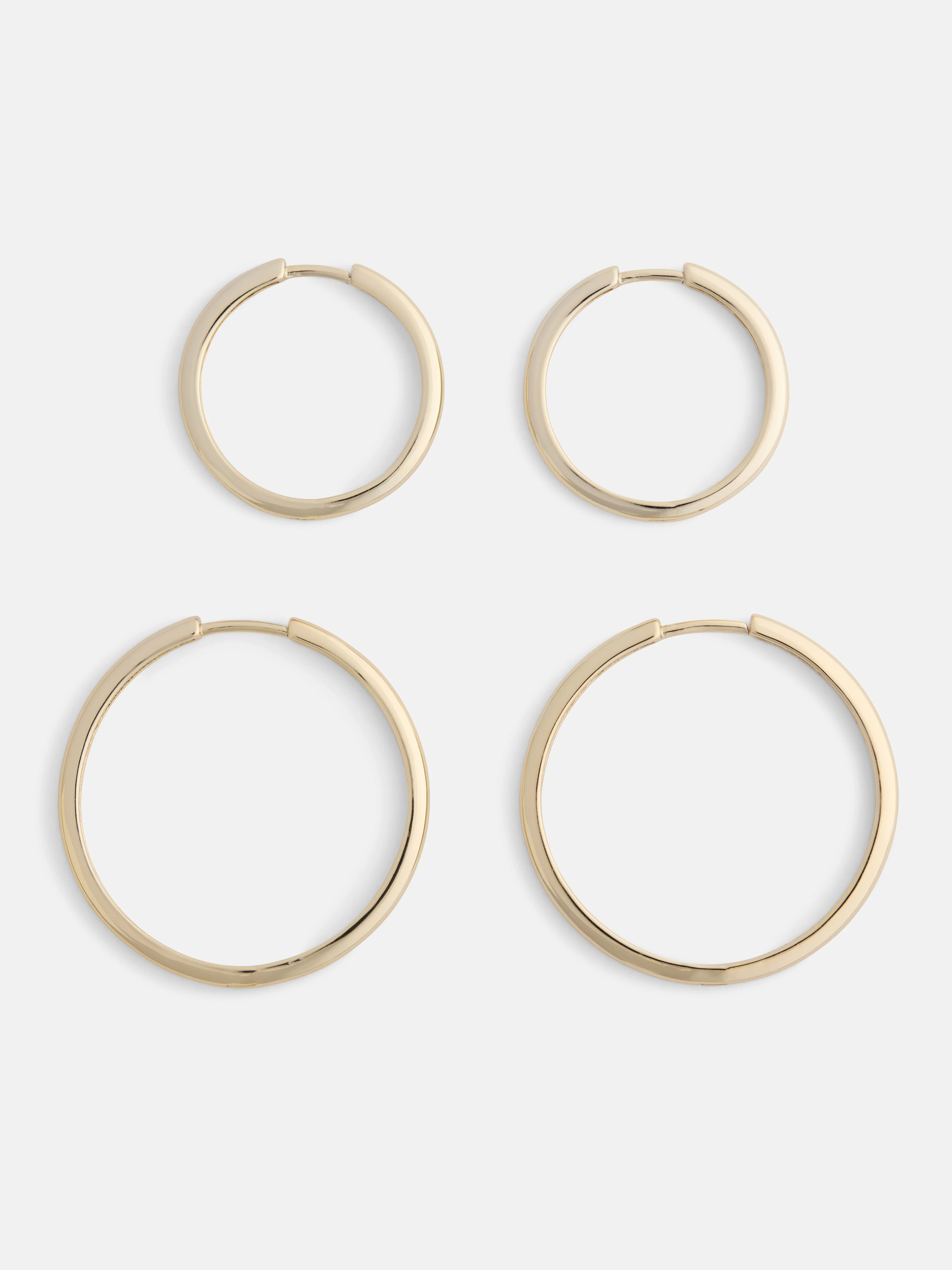 Free Assembly Women's Demi Fine 14K Gold Plated Duo Round Hoop Earring Set, 2-Pairs | Walmart (US)