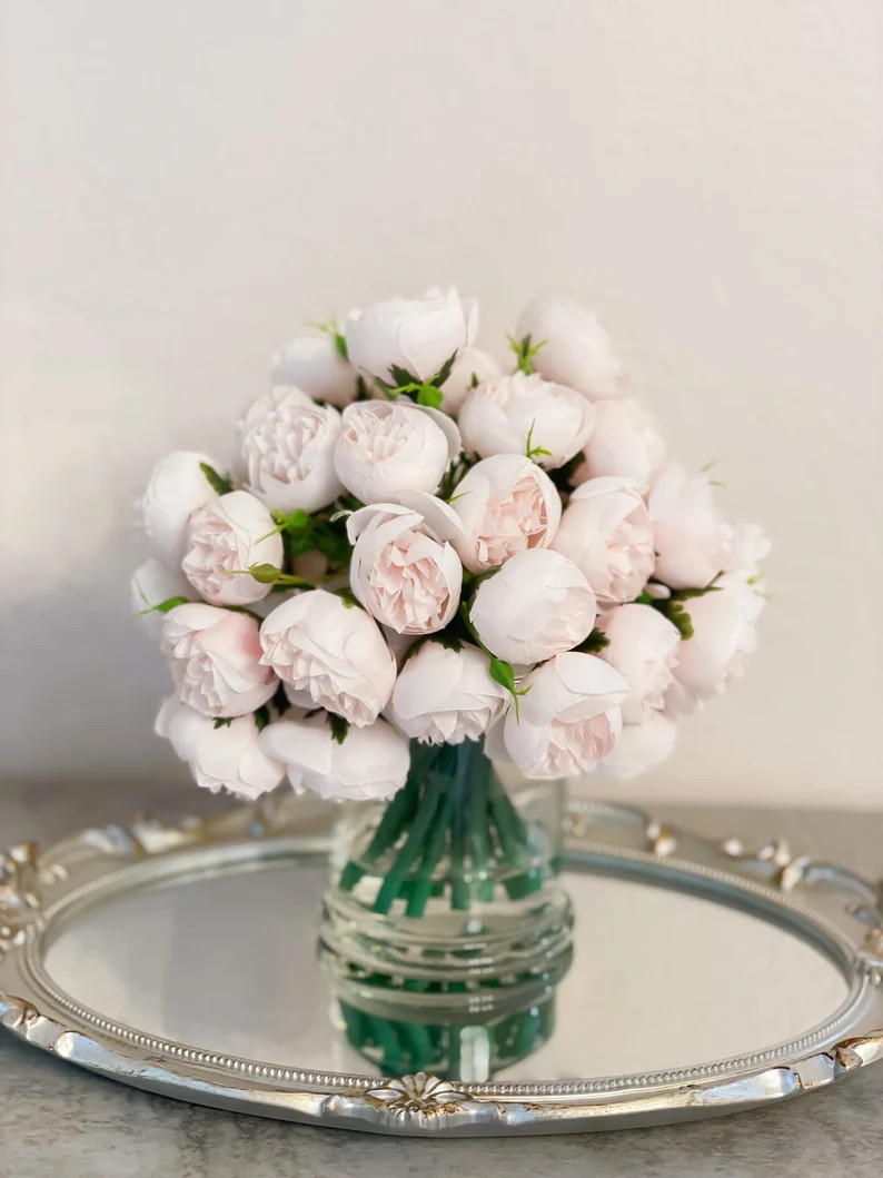 Light Pink Peony Arrangement-54 Silk Rose Peonies - Etsy | Etsy (US)