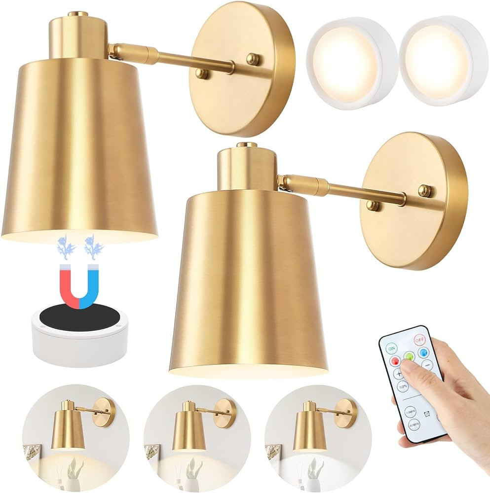 Adcssynd Battery Operated Wall Sconce, Wireless Battery Operated Wall Lights, Remote Control Wall... | Amazon (US)