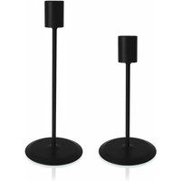 Black Candle Holder Set of 2 Decorative Table Pillar Candle Holders with Metal Wedding or Home Decor | ManoMano UK