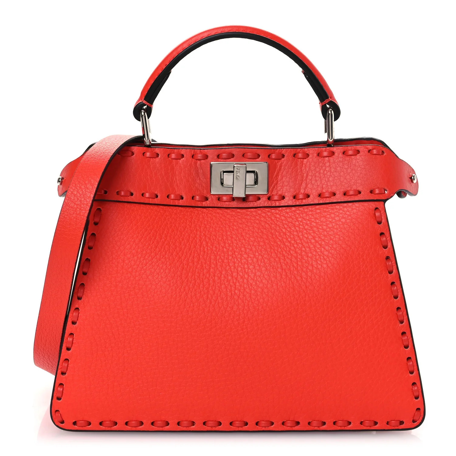 Cuoio Romano Selleria Petite Peekaboo I SEE U Iconic Satchel Papavero | FASHIONPHILE (US)